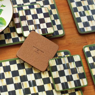 MacKenzie-Childs Courtly Check Cork Back Coasters - Set of 4