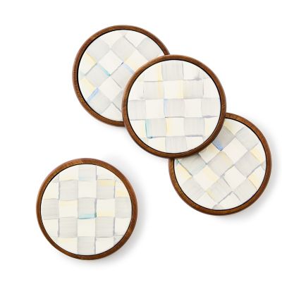 Sterling Check Enamel Coasters, Set of 4