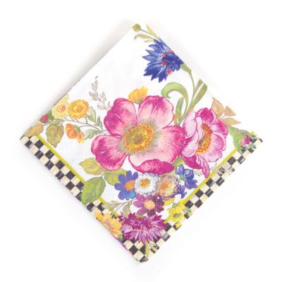 MacKenzie-Childs  White Flower Market Cocktail Paper Napkins