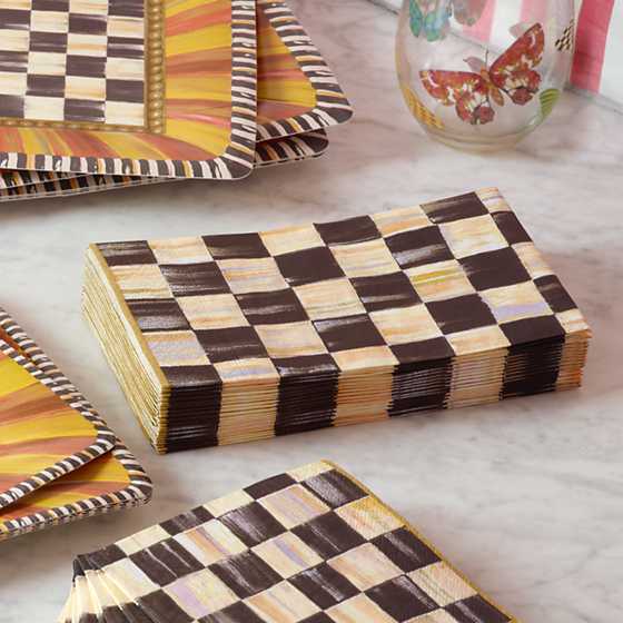 Courtly Check Paper Napkins - Guest - Gold image two