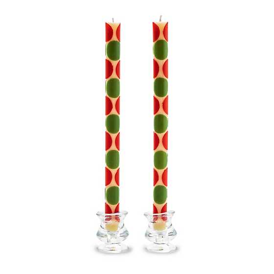 Macrodot Dinner Candles - Red  &  Green - Set of 2 image two