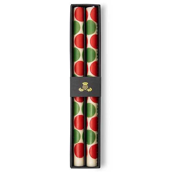 Macrodot Dinner Candles - Red  &  Green - Set of 2 image three