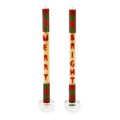 Merry & Bright Dinner Candles, Set of 2 mackenzie-childs Panama 0