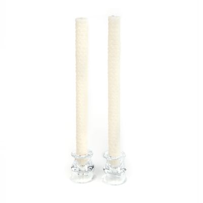 Braided Dinner Candles - Ivory - Set of 2