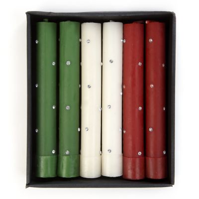 MacKenzieChilds Mini Sparkle Dinner Candles Red & Green Set of 6