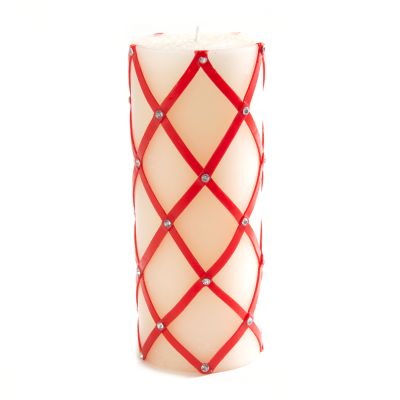 MacKenzieChilds Sparkle Pillar Candle 6" Red