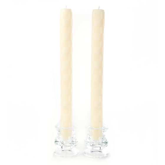 Raised Check Dinner Candles - Ivory - Set of 2 image two