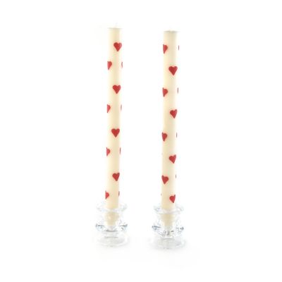 Pair of Heart hand painted taper candles