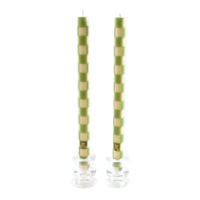 Check Dinner Candles - Green & Ivory - Set of 2 mackenzie-childs Panama 0