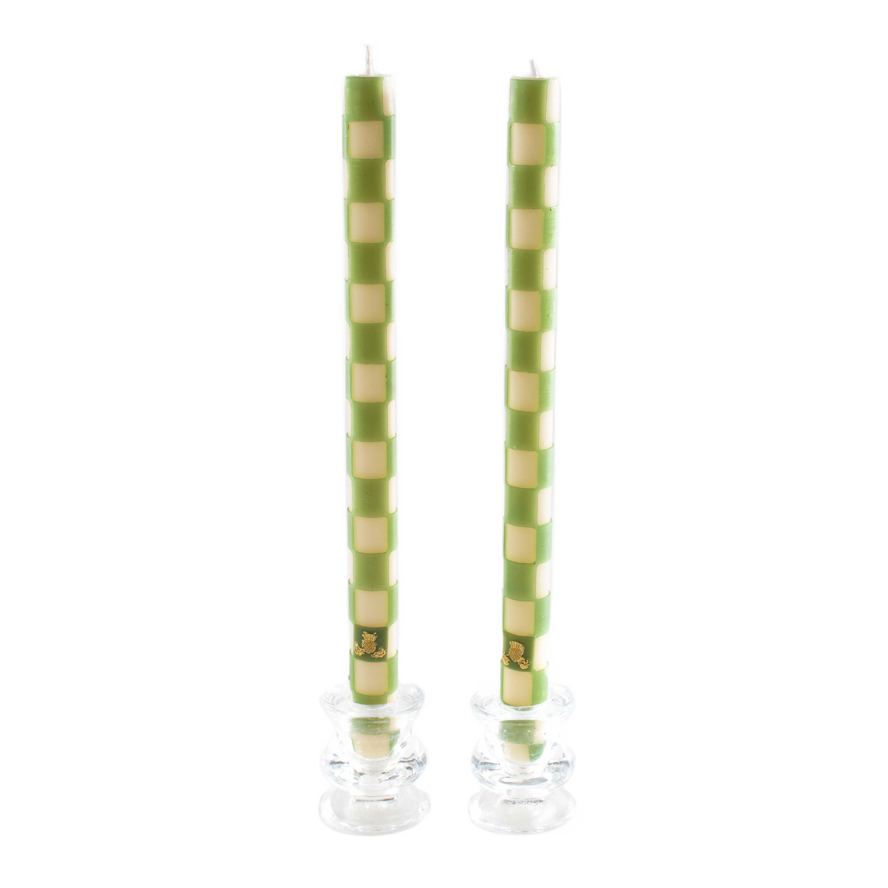 Check Dinner Candles - Green & Ivory - Set of 2 mackenzie-childs Panama 0