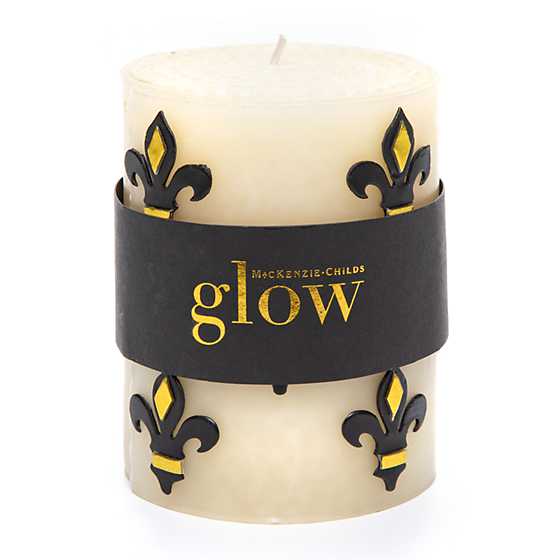 Fleur de Lis Pillar Candle - 4" - Black & Gold image three