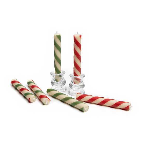 Mini Dinner Candles - Candy Cane - Set of 6