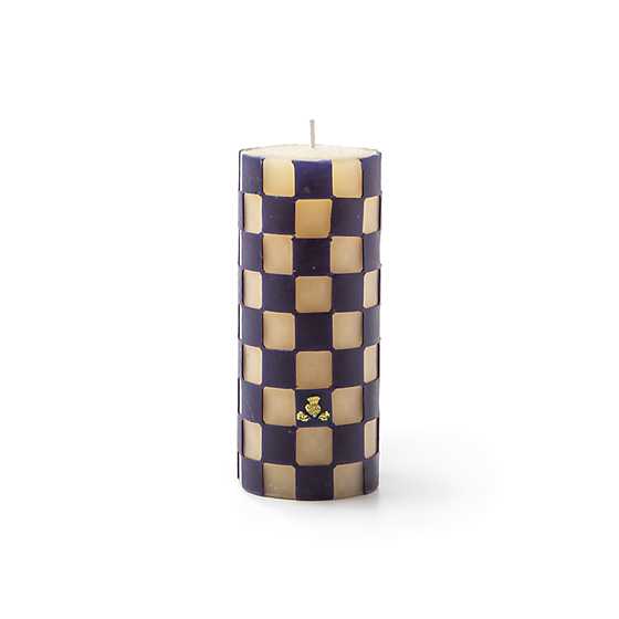 Check Pillar Candle - Navy - 6" image two