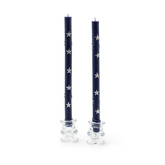Star Dinner Candles - Navy & Pearl - Set of 2 image two