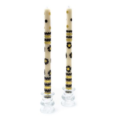 Mod Flower Dinner Candles - Black & Gold Rick Rack - Set of 2 mackenzie-childs Panama 0