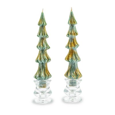 Tree Dinner Candles - 8" - Green - Set of 2 image two