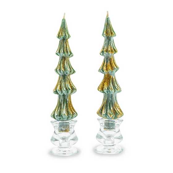 Tree Dinner Candles - 8" - Green - Set of 2