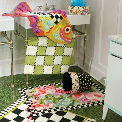 MacKenzie-Childs  Covent Square Black & White Bath Rug