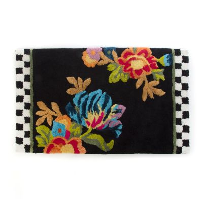 Black Flower Market Standard Bath Rug