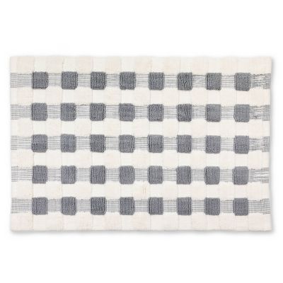 Texture Check Basic Bath Rug - Sterling and White
