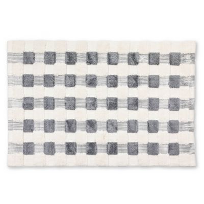 Texture Check Sterling & White Basic Bath Rug mackenzie-childs Panama 0