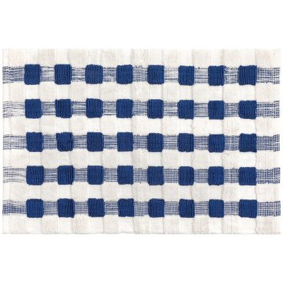 Texture Check Basic Bath Rug - Royal and White mackenzie-childs Panama 0