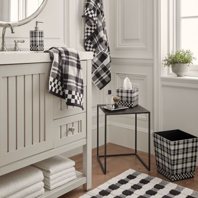 MacKenzie-Childs  Black & White Tartan Bath Towel