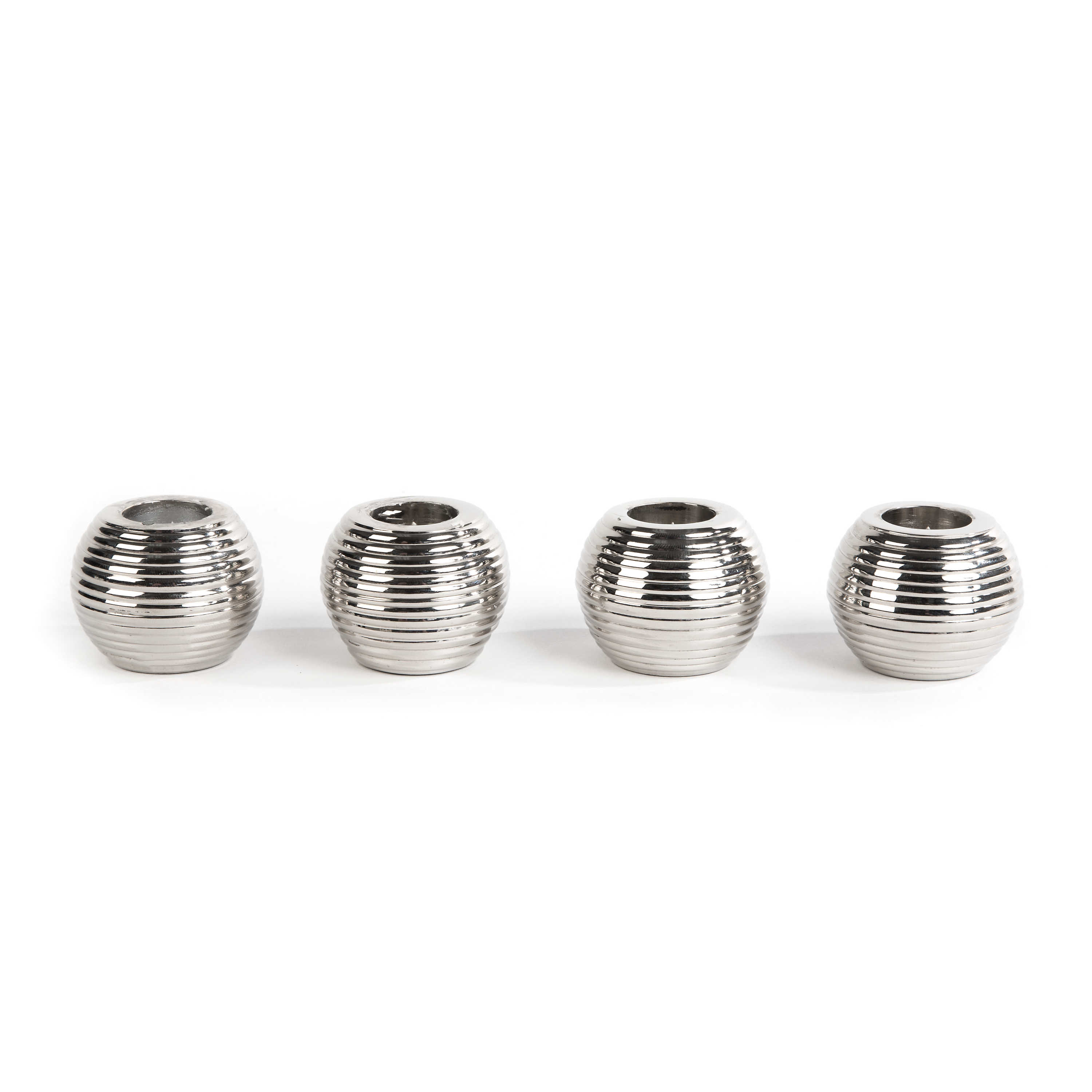 Ribbed Sphere Candle Holders - Silver - Set of 4 mackenzie-childs Panama 0