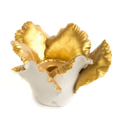 MacKenzieChilds Daffodil Candle Holder Ivory & Gold