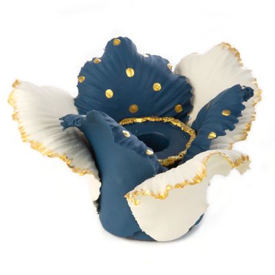 MacKenzieChilds Daffodil Candle Holder Blue & White