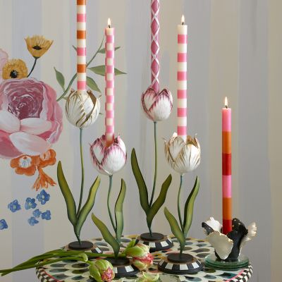 MacKenzieChilds Tulip Candle Holder Gold & Ivory Large