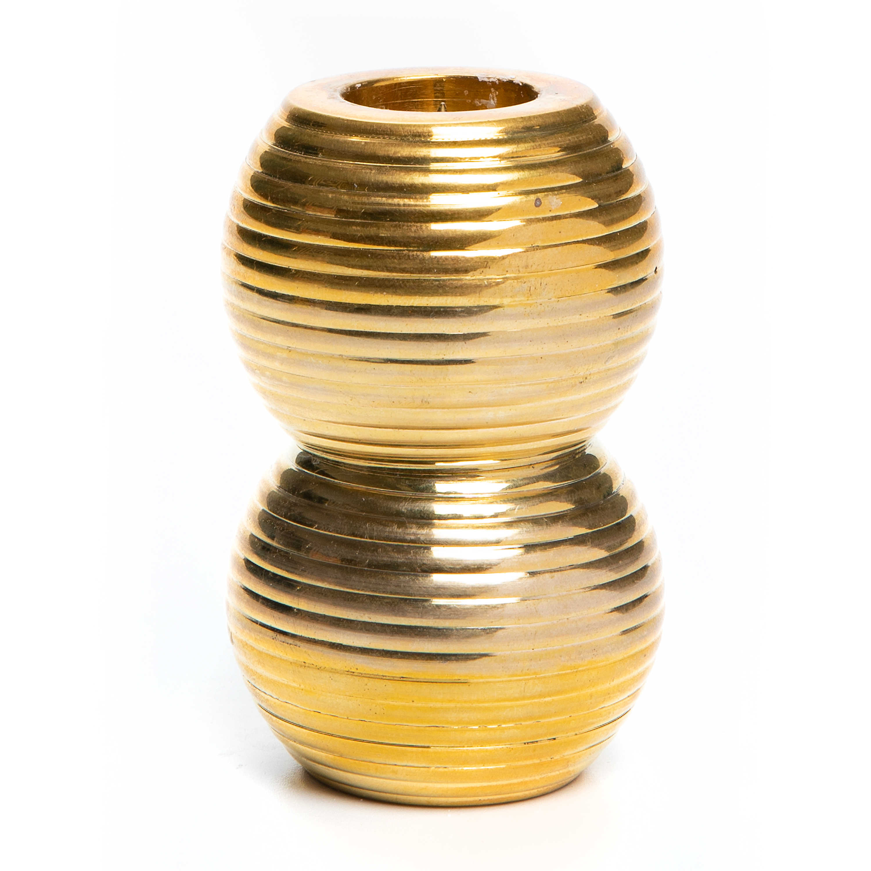 Ribbed Double Sphere Candle Holder - Gold mackenzie-childs Panama 0
