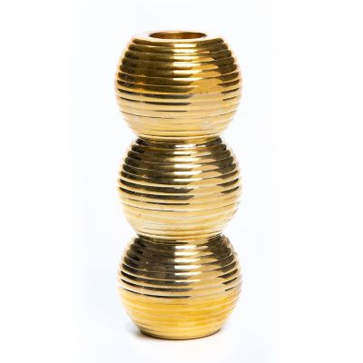 Ribbed Triple Sphere Candle Holder - Gold mackenzie-childs Panama 0