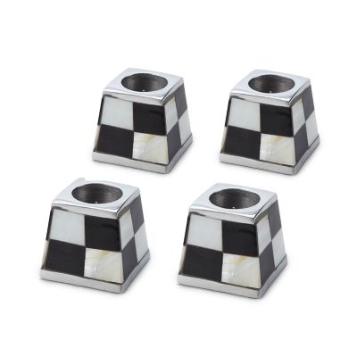 Black & Pearl Pyramid Candle Holders, Set of 4 mackenzie-childs Panama 0