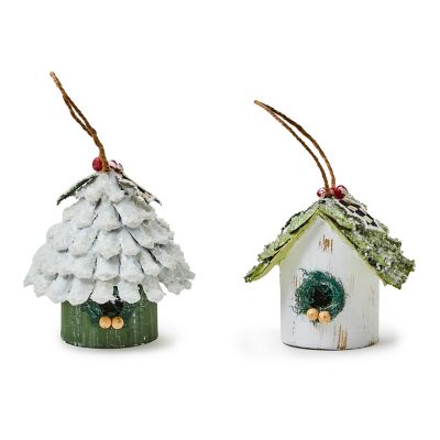 Farmhouse Holiday Birdhouse Ornaments, Set of 2 mackenzie-childs Panama 0