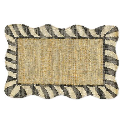 Jute Scalloped Black and White 2' x 3' Rug mackenzie-childs Panama 0