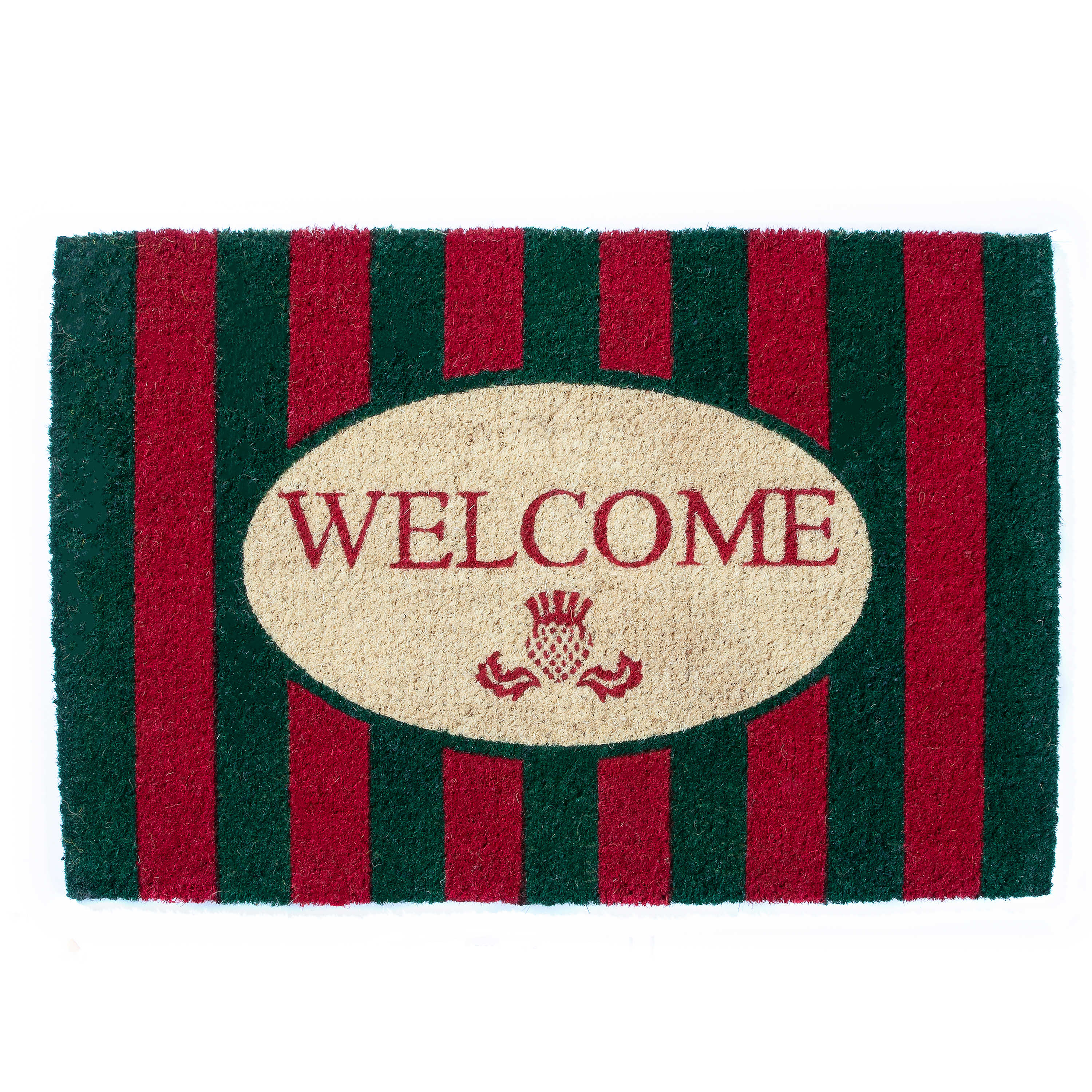 Awning Stripe Red & Green Welcome Entrance Mat mackenzie-childs Panama 0