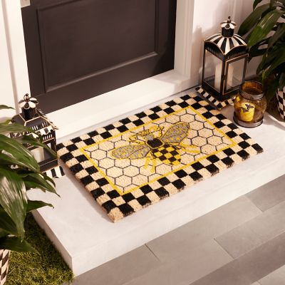 Courtly Check Double Indoor Door Mat Mackenzie - Black/Indigo/Yellow 24 W x 36 L