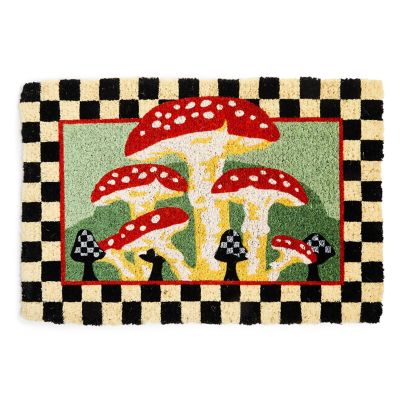 Mushroom & Check Border Entrance Mat mackenzie-childs Panama 0