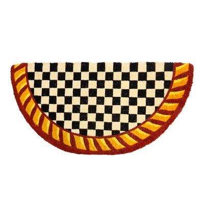 Courtly Check Half Round Red & Gold Entrance Mat mackenzie-childs Panama 0