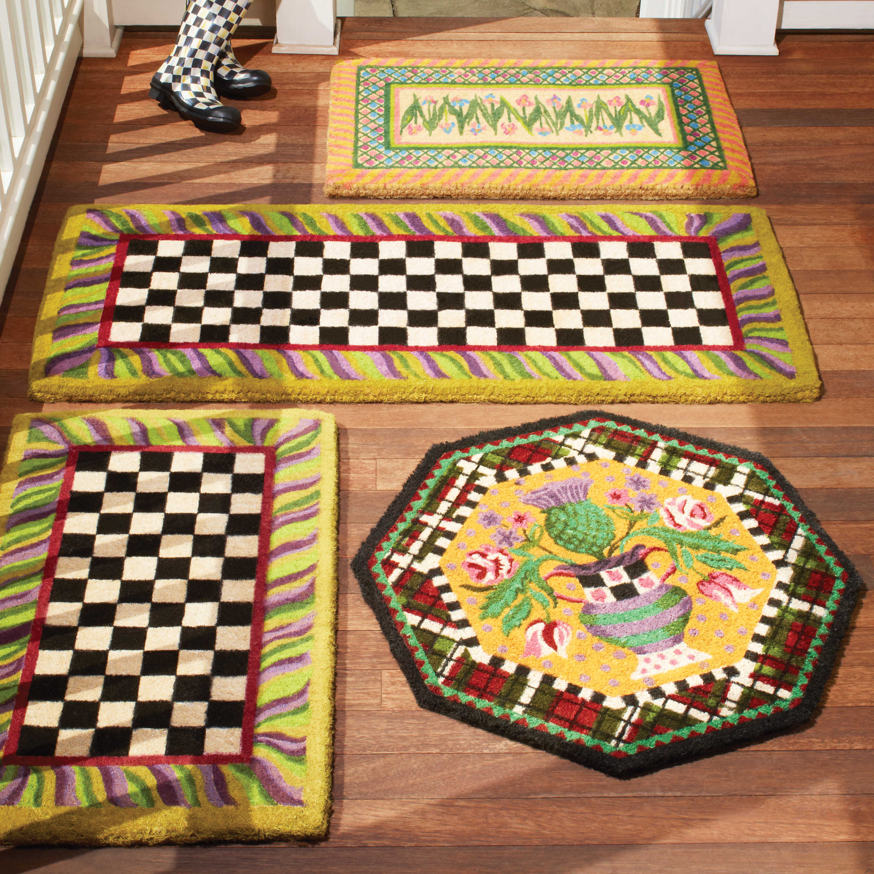 Courtly Check Double Door Entrance Mat mackenzie-childs Panama 2