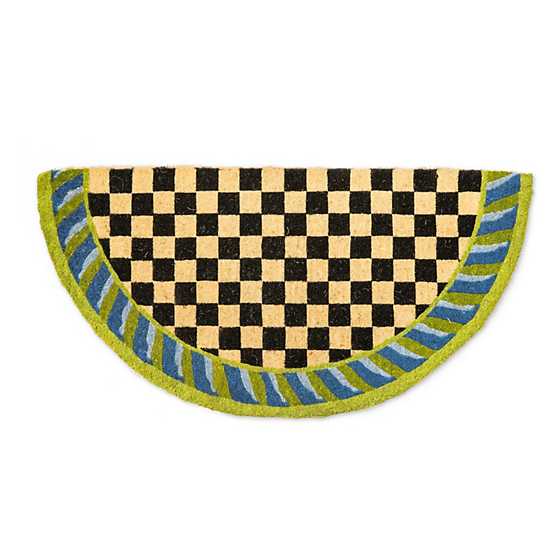 Half Round Courtly Check Entrance Mat - Blue and Green image two