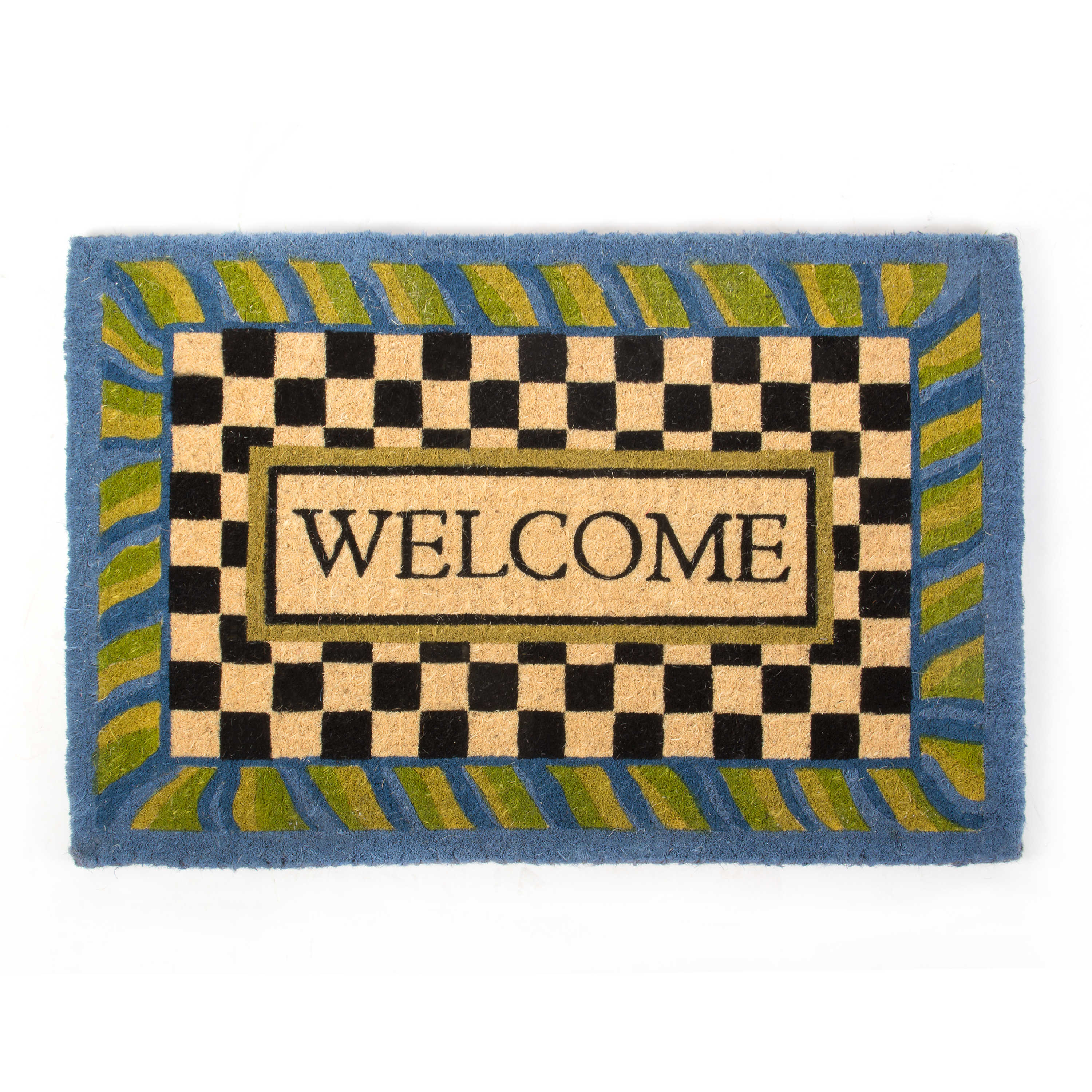 Welcome Periwinkle Entrance Mat mackenzie-childs Panama 0