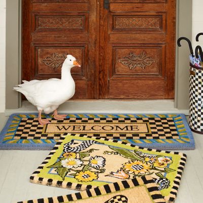 Courtly Check Double Indoor Door Mat Mackenzie - Black/Indigo/Yellow 24 W x 36 L