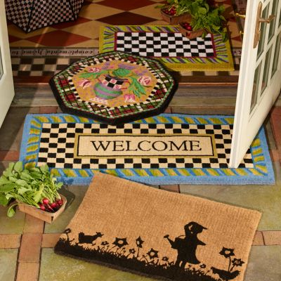 MacKenzie-Childs Welcome Periwinkle Double Door Entrance Mat