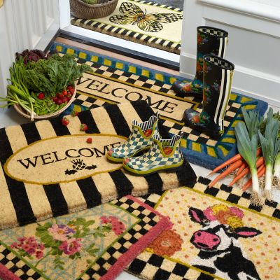 MacKenzie-Childs Welcome Periwinkle Double Door Entrance Mat