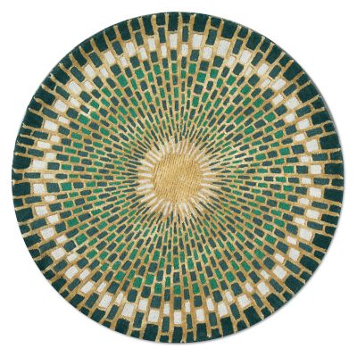 Emerald Sunburst 3' Round Rug mackenzie-childs Panama 0