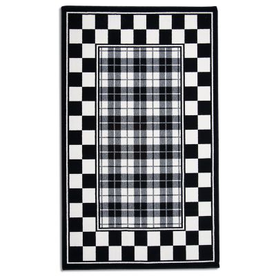 MacKenzie-Childs | Black & White Tartan Rug - 3' x 4'11