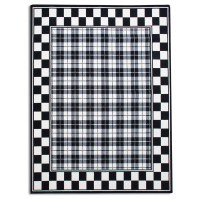 Black & White Tartan Rug - 7'11