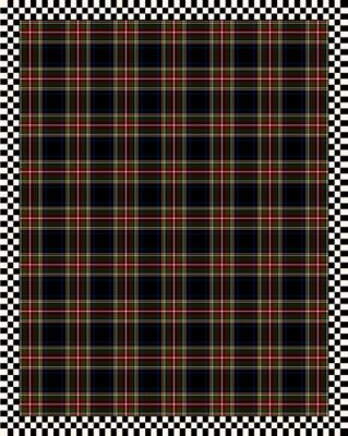 Black Stewart Tartan Rug - 7'11